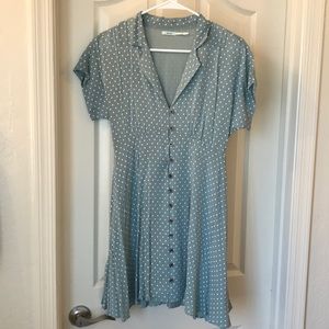 Kimchi Blue Dress Lt Blue Polka Dot Small